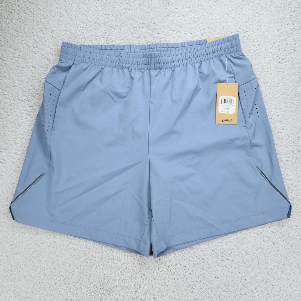 Asics Training Running Shorts Mens XL Blue 7 Inseam Unlined Laser Cut NEW